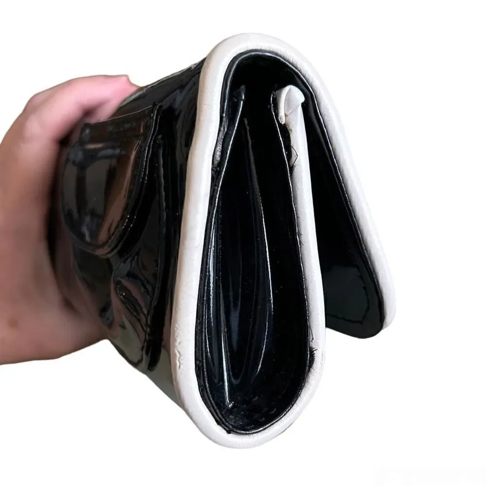 Black and White Patient Leather Buckle Vintage Inspired Clutch